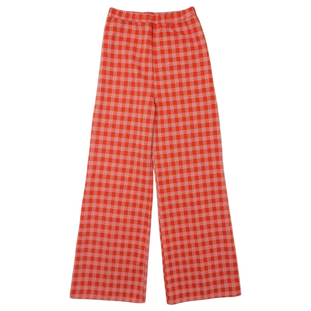Vintage 70s Pykettes Orange Checkered Bell Bottom Pants